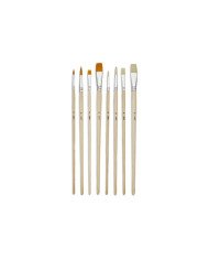 Pochette De 8 Pinceaux Manche Long Plat Et Rond Soie Beau Blanc Et Polyamide Dore PEBEO