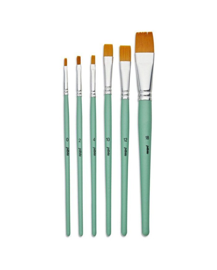 Pochette De 6 Pinceaux Manche Court Plat Polyamide Dore PEBEO