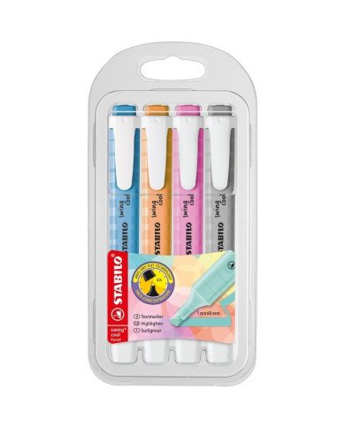 Pochette 4 surligneurs STABILO Swing cool