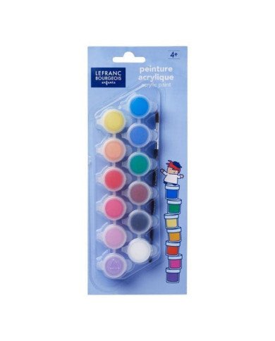 Assortiment de 12 Pilulier pour Peinture Acrylique LeFranc Bourgeois