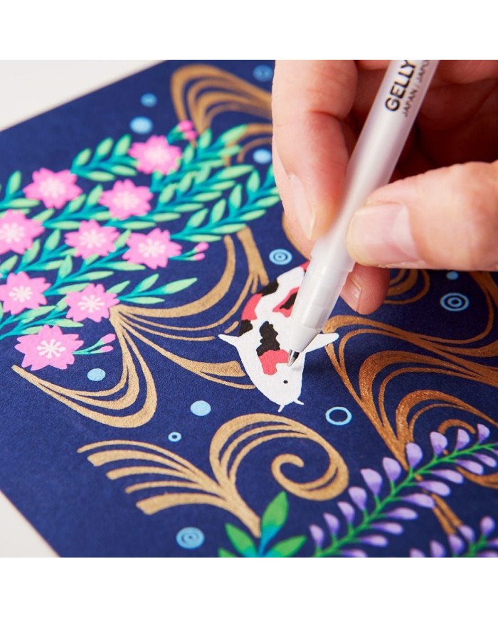 Stylo Gel Gelly Roll Moyen Blanc 0,8mm SAKURA