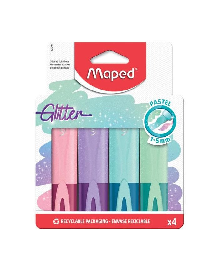 4 Surligneurs MAPED Pastel Glitter