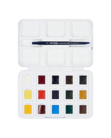 Le Libr'air - Boite d'aquarelles 12 Godets + 3 couleurs offertes - Van Gogh - Tunisie