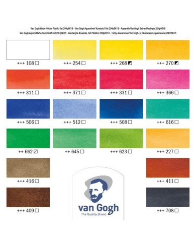 Le Libr'air - Set De Peinture à L'eau Avec 18 Couleurs En Godets et 2 Couleurs en Tube De 10 ml, Boîte en Plastique -  Van Gogh 