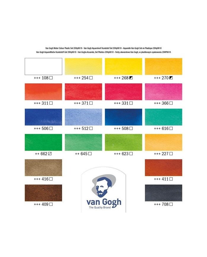 Le Libr'air - Set De Peinture à L'eau Avec 18 Couleurs En Godets et 2 Couleurs en Tube De 10 ml, Boîte en Plastique -  Van Gogh 