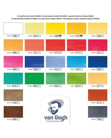 Le Libr'air - Peinture aquarelle 18 couleurs en godets et 2 couleurs en tube de 10 ml - Van Gogh - Tunisie