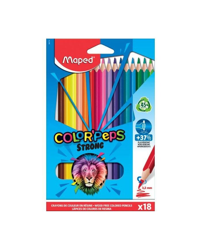 18 Crayons de couleurs "Color'peps strong" MAPED
