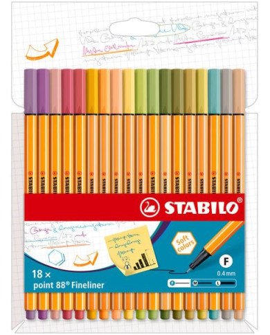 18 Stylos feutres STABILO point 88 18 Stylos feutres STABILO point 88