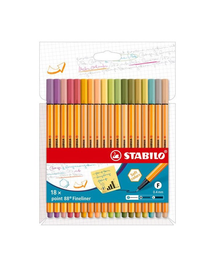 18 Stylos feutres STABILO point 88