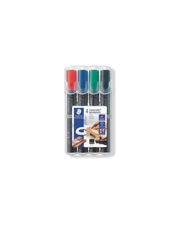 Staedtler lumocolor 350, marqueur permanent, pointe biseautée, 2-5 mm, étui de 4