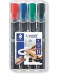 Staedtler lumocolor 350, marqueur permanent, pointe biseautée, 2-5 mm, étui de 4