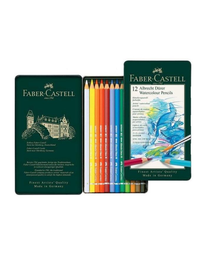 Boite Métal de 12 Crayons de Couleur Aquarellables - Faber Castell